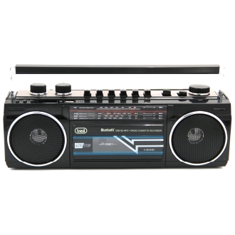 RADIO GRABADORA PORTÁTIL USB SD BLUETOOTH CASSETTE TREVI RR 501 BT NEGRO