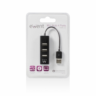 Hub usb Ewent 4 puertos usb 2.0 negro