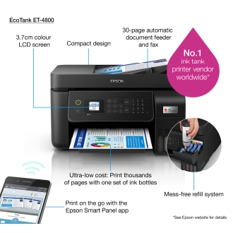 Multifunción inyección Epson Ecotank ET-4800 33ppm wifi red fax adf