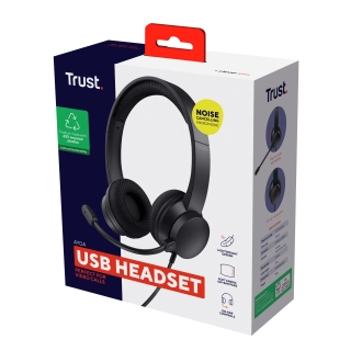 Auriculares Trust Ayda USB + adaptador USB tipo C negro