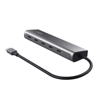 Hub USB tipo C Trust Halyx aluminio 4 puertos USB-C y 1 USB-C pass-through de 100W