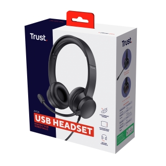 Auriculares Trust Ayda con micrófono plegable USB negro