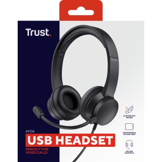 Auriculares Trust Ayda con micrófono plegable USB negro