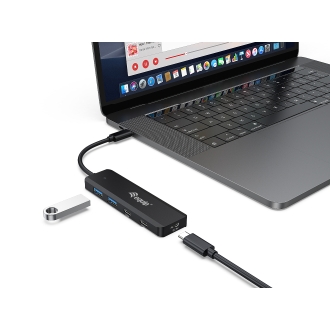 Hub USB tipo C Equip Life 4 puertos 2xUSB-A 3.0 2xUSB-C 3.2 compatible con Thunderbolt 3/4