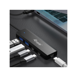 Hub USB tipo C Equip Life 4 puertos 2xUSB-A 3.0 2xUSB-C 3.2 compatible con Thunderbolt 3/4