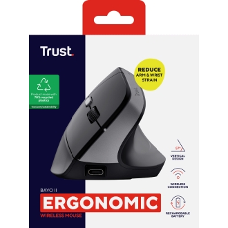 Ratón inalámbrico Trust Ergo Bayo II ergonómico vertical con batería y 6 botones