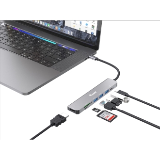 Adaptador USB Tipo C Equip 133494 1xHDMI 4K, 3xUSB-A 3.2 5Gbps, y PD 100W
