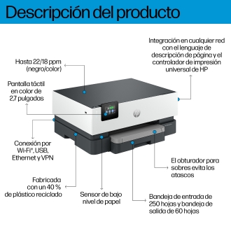 Multifunción HP Officejet pro 9110b A4 20ppm red wifi duplex