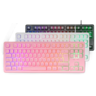 Teclado H-Mech Gaming Mars Gaming MK023 TKL con iluminación RGB rosa