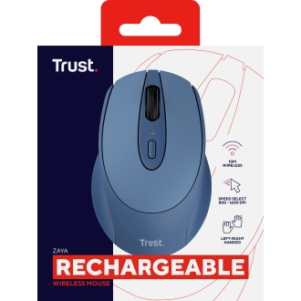 Ratón inalámbrico Trust Zaya 25039 recargable USB-C con 4 botones azul