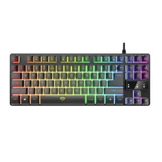 Teclado Trust Gaming GXT 833 Thado metálico compacto con iluminación multicolor
