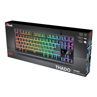 Teclado Trust Gaming GXT 833 Thado metálico compacto con iluminación multicolor
