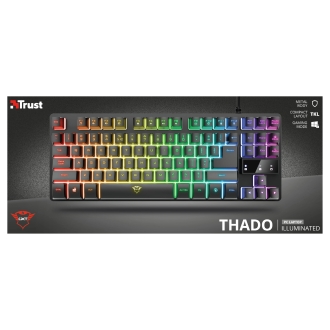 Teclado Trust Gaming GXT 833 Thado metálico compacto con iluminación multicolor