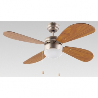 Ventilador de techo FM VT105 de 105cm con 4 aspas, luz color madera