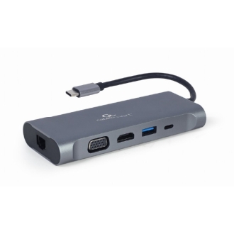 Adaptador Gembird USB tipo c 7 en 1 (Hub3.0 HDMI VGA PD y lector de tarjetas)