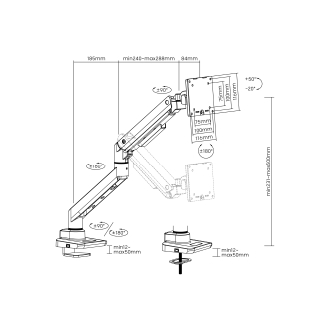 Soporte de mesa Equip 650180 17" a 49" con brazo de gas