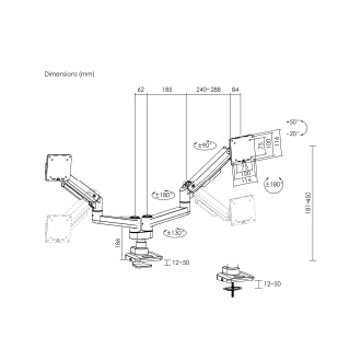 Soporte de mesa Equip 650183 17" a 35" 2 pantallas con brazos de gas blanco