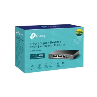 Switch TP-Link SG1005P-PD 1P Giga PoE++ In y 4P PoE+ Out metálico