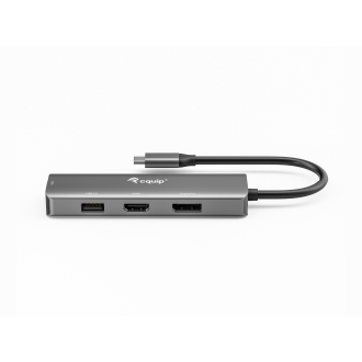 Docking USB tipo C Equip 133485 con 1xHDMI 4K, 1xDisplayPort 4K, 1xVGA, 1xUSB-A 2.0