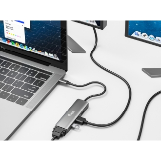Docking USB tipo C Equip 133485 con 1xHDMI 4K, 1xDisplayPort 4K, 1xVGA, 1xUSB-A 2.0