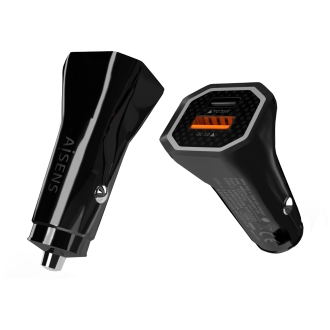 Cargador de coche AISENS 1x USB-C 1x USB 38W Negro