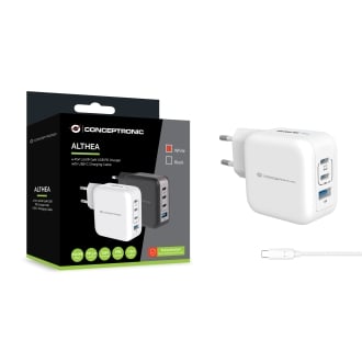 Cargador Conceptronic 3xUSB tipo c /1xUSB-A Quickcharge 3.0 Gan Pps 100w Incluye cable