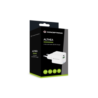 Cargador Conceptronic 1xUSB tipo c / 1xUSB-A Quickcharge 3.0 Gan Pps 20w blanco