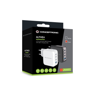 Cargador Conceptronic 3xUSB tipo c / 1xUSB-A Quickcharge 3.0 Gan Pps 100w Incluye cable