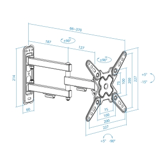 Soporte de pared Tooq LP1345TN-B 13" a 43" gira e inclina con doble brazo
