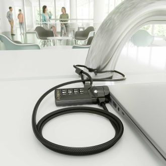 Cable de seguridad AISENS con cerradura de combinación Kensington 1.5m negro