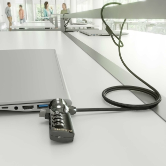 Cable de seguridad AISENS con cerradura de combinación Kensington 1.5m negro