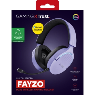 Auriculares Bluetooth Trust Gaming Fayzo Gxt 491 Lila 25305 Bt Y Usb 2.4ghz microfono desmontable