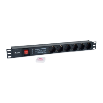 Regleta Alimentación Aluminio Rack 19" 1u 6 tomas con Interruptor y protección 