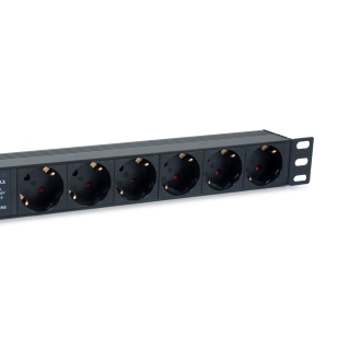 Regleta Alimentación Aluminio Rack 19" 1u 6 tomas con Interruptor y protección 