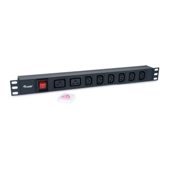 Regleta alimentación aluminio Rack 19" 1u 6 Tomas IEC-C13 + 2 Tomas IEC-C19 con interruptor