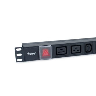 Regleta alimentación aluminio Rack 19" 1u 6 Tomas IEC-C13 + 2 Tomas IEC-C19 con interruptor