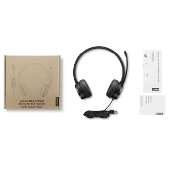 Auricular con micrófono Lenovo Wired Stereo On-ear Headset USB