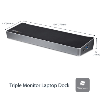 Adaptador USB 3.0  usb-A -2x DisplayPort y HDMI 4K para 3 Monitores - Hub 5x USB-A (1x Fast Charge) - rj45
