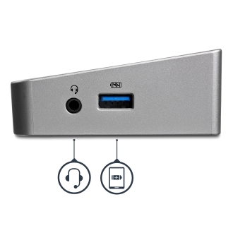 Adaptador USB 3.0  usb-A -2x DisplayPort y HDMI 4K para 3 Monitores - Hub 5x USB-A (1x Fast Charge) - rj45