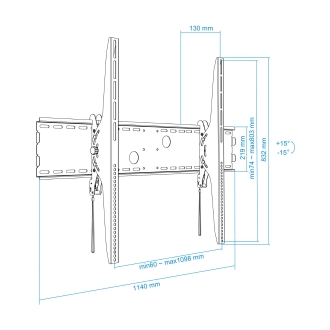 Soporte de pared TooQ LP42130T-B 60" a 100" inclinable negro