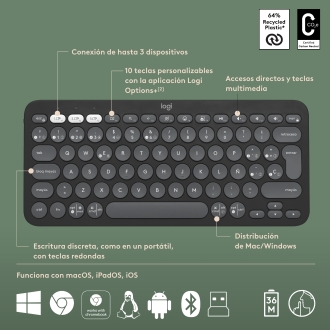 Teclado y ratón inalámbrico Logitech Pebble 2 combo negro