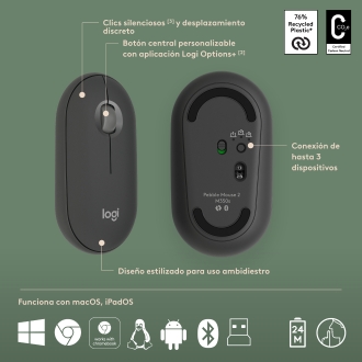 Teclado y ratón inalámbrico Logitech Pebble 2 combo negro