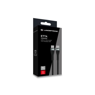 Cable Conceptronic USB tipo C macho/macho Pd 3.0 100w 5A 2m E-mark negro