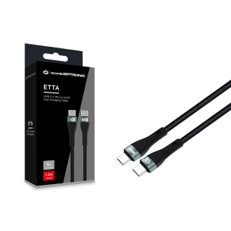 Cable Conceptronic USB tipo C macho/macho Pd 3.0 100w 5A 1.2m E-mark negro
