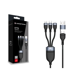 Cable Usb 3in1 Conceptronic Pd 3.0 100w 20v 5A 480mbps 2m E-mark