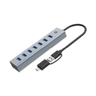 Hub Usb 3.0 Conceptronic 7xUSB-A conexión USB-C / A con alimentación