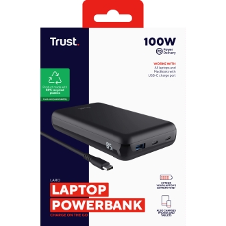 Power Bank Trust Laro 100w 20.000mah -1 Usb-a Y 2 USB-c para Portatil Negro