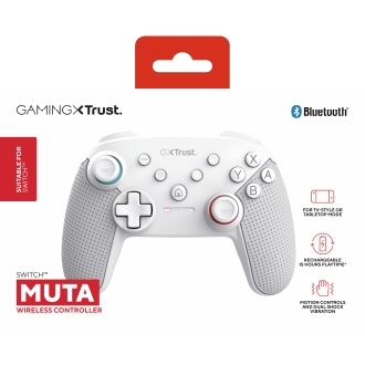 Gamepad Trust Gxt1246 Muta Para Nintendo Switch Con Controles De Mov. y respuesta de vibración blanco