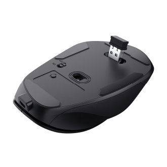 Ratón inalámbrico Trust Fyda Wireless recargable con forma curva negro