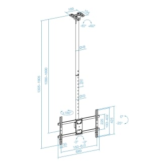 Soporte Techo TooQ LPCE1186TSLI-XL-B Pantallas 43-86" XL 1090-1690mm Negro